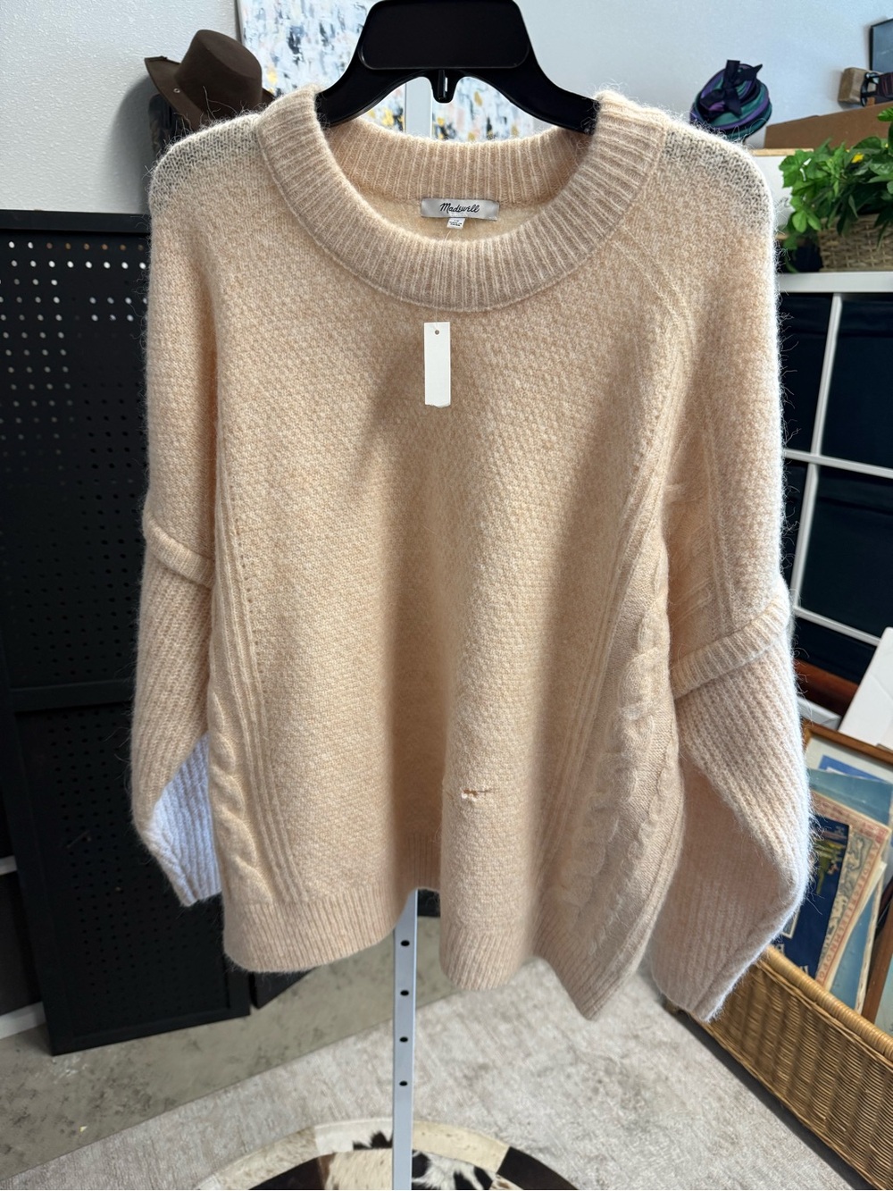 Madewell Cream Cozy Knit Sweater NWT *flawed*
